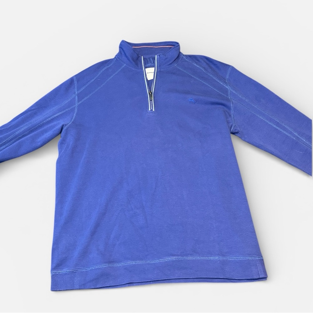 Tommy Bahama Navy Blue Cotton “Ben and Terry Half Zip Sweatshirt” Men’s Size XL